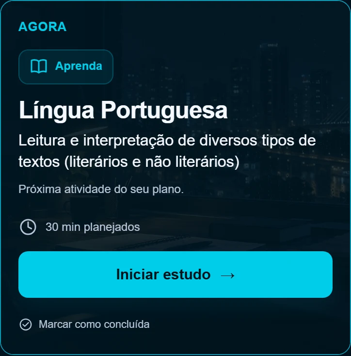 Próxima atividade real no Estudar Hoje
